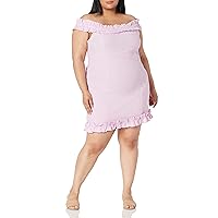 KENDALL + KYLIE Women's Plus Size Off The Shoulder Ruffle Dress, Wisteria, 3X