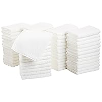 Amazon Basics face Towels, towels for bathroom, 100% Cotton Extra Absorbent white towels, Fast Drying salon towels - 60 Pack White (12 x 12 inches)