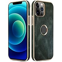 Case for iPhone 14 Pro, Business Soft Leather Flexible Plated TPU Bumper Shockproof Anti-Scratch Slim Back Cover, Wireless Charging Compatible 6.1 inch (Color : Green)
