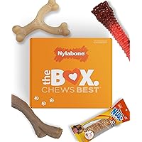 Nylabone Dog Gift Box for Large Dogs - 3 Strong Chew Toys and 1 Dog Treat - Flavor Variety, Large/Giant (4 Count)