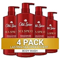 Old Spice Body Wash for Men, Aluminum Free, Sea Spray Cologne Scent, 16.9 Fl Ounce, Pack of 4