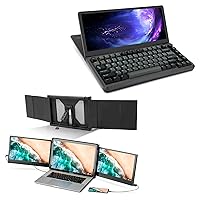 Alecewey P2 & K3 Portable Monitor for Laptop Screen Extender 12 Inch, Mechanical Gaming Keyboard with Touchscreen 13’’ 10-Point 75°Foldable, Plug and Play for Windows Mac Android