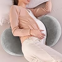 Pregnancy Pillow for Sleeping, Maternity Pillow Wedge for Pregnant Women, Pregnancy Body Pillow Support Back,HIPS, Legs, Belly,Detachable and Adjustable Velvet Pillow Cover (Grey)