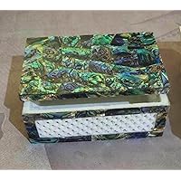 4 x 3 Inches Rectangle Shape White Marble Jewelry Box Overlaid with Abalone Shell Table Master Piece for Hallway Decor