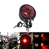 FATECIM Motorcycle Tail Rear Bates Style LED TaillIght Brake Light Stop Lamp For Harley Chopper Bobber Cafe Racer BIKE Black/Red 