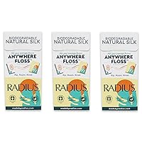 RADIUS Natural Unscented Silk Anywhere Floss Travel Dental Floss for Oral Care Boost Non Toxic Tooth & Gum Protection (20 Single Use Flossers per Pack) - Pack of 3