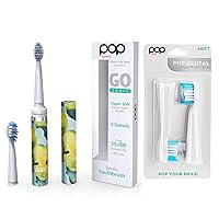 Pop Sonic Electric Toothbrush (Blue Watercolor) Bonus 2 Pack Replacement Heads- Travel Toothbrushes w/AAA Battery | Kids Electric Toothbrushes with 2 Speed & 15,000-30,000 Strokes/Minute