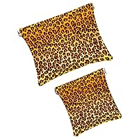 Pocket Cosmetic Bag Squeeze Top, Yellow Leopard Print Waterproof Travel Makeup Bag for Purse, Portable Mini Makeup Pouch No Zipper for Women