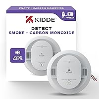 Kidde Hardwired Smoke & Carbon Monoxide Detector, 10-Year Battery Backup, Voice Alerts, Interconnectable LED Warning Light Indicators