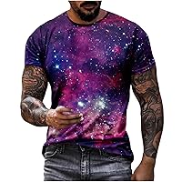 Men's 3D Print Galaxy Graphic T Shirt Short Sleeve Summer T-Shirt Novelty Casual Tee Round Neck Workout Muscle Tops