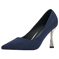 Women Glitter Evening Pumps Sexy Pointed Toe Slip on High Heels Shoes Shimmery Dressy Work Pumps
