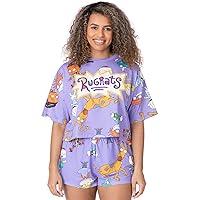 Rugrats Womens Pyjama Set | Ladies Cropped T-Shirt With Shorts Bottoms Complete Pjs Bundle | 90s Cartoon Nightwear Pajama