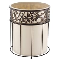 iDesign Vine Metal and Plastic Wastebasket Trash Can Garbage Can for Bathroom, Bedroom, Home Office, Kitchen, Patio, Dorm, College, Vanilla Tan and Bronze
