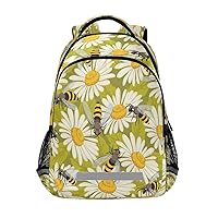Daisy and Bees Green Backpacks Travel Laptop Daypack School Book Bag for Men Women Teens Kids