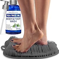 Foot Finish Body Wash and Shower Scrubber Bundle, Grey Regular