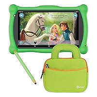 Contixo Kids Tablet V10, 7-inch HD, Ages 3-7, Toddler Tablet with Sleeve Bag Bundle, Learning Tablet Set for Children - Green