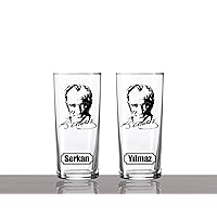2 Pcs Personalized Ataturk Raki Glass Set, Raki Glasses, Mustafa Kemal Ataturk Raki Glasses, Custom Ouzo Glass, Turkish Raki Gift Set