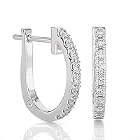 1/5 to 3/4 Carat Diamond Huggie Hoop Earrings for Women in 14k White or Yellow Gold (H-I, SI2-I1, cttw) with Hinge and Notched Post by Privosa Fine Jewelry
