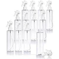 JUVITUS 8 oz / 240 ml Clear Plastic PET Cylinder Bottle (BPA Free) with White Trigger Spray (12 pack)