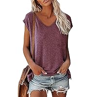 Summer Shirts for Women, Casual Outfits Womens T Cap Sleeve Clothes Short Tops Birthday Button Down Shirt, S, XXL