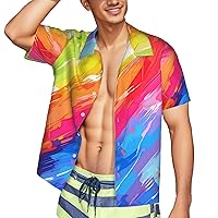 Men's Shirts LGBT Gay Pride Rainbow Summer Button Down Hawaiian Shirt Gift