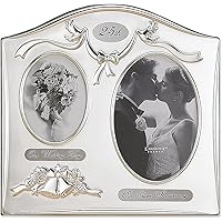 Lawrence Frames 590043 Satin Silver & Brass Plated 2 Opening Picture Frame - 25th Anniversary Design