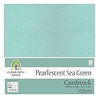 Clear Path Paper Pearlescent Sea Green Cardstock - 12 x 12 inch - 105Lb Cover - 10 Sheets