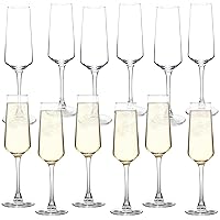Champagne Glasses, Set of 12 Champagne Flutes with Unique Shape, Long stem Sparkling Wine glasses for Party, Restaurant, Bar, Wine Toasting, Clear