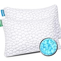 Cooling Bed Pillows for Sleeping 2 Pack Shredded Memory Foam Pillows Adjustable Cool Pillow for Side Back Stomach Sleepers Luxury Gel Pillows King Size Set of 2 with Washable Removable Cover
