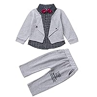 iiniim Toddler Baby Boy Gentleman Tuxedo Formal Suits Long Sleeve Shirt + Pants Set Pageboy Weddig Party Outfits