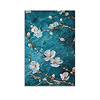 Blooming Apricot Blossom Canvas Wall Unframed Abstract Oil Painting Poster Home Office Wall Art Poster Canvas Painting Decor Wall Print Photo Gifts Home Modern Decorative Posters Framed/Unframed 08x12