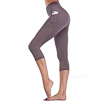 RAYPOSE Womens Workout Leggings for Women with Pockets Plus Size Gym High Waist Capri Yoga Pants Women with Mesh Cut Out