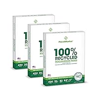 100 Percent Recycled Multipurpose Paper, 20 Pound, 92 Bright, 8.5 x 11 Inches, 3 packs of 400 sheets, total of 1200 sheets (00018-3), White