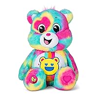 Care Bears 14” Good Vibes Bear- Tie-Dye Multicolored Plushie for Ages 4+ – Perfect Stuffed Animal Support Gift, Super Soft and Cuddly – Good for Girls and Boys, Employees, Collectors