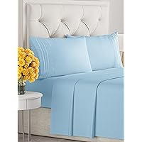 Queen Size 4 Piece Sheet Set - Comfy Breathable & Cooling Sheets - Hotel Luxury Bed Sheets for Women & Men - Deep Pockets, Easy-Fit, Soft & Wrinkle Free Sheets - Light Blue Oeko-Tex Bed Sheet Set