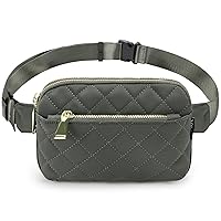 ZORFIN Fanny Packs for Women Men, Cross Body Fanny Pack Belt Bag for Women with Adjustable Strap, Fashion Waist Packs for Workout/Running/Hiking(Quilted Gray)