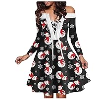 for Women Sexy Off Shoulder Low Neck Dress Elegant Pleated Long Sleeve Printed Cocktail Party Dress