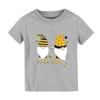 Tops for Girls Plus Size Gnome and Cartoon Print I Love Print Short Sleeved T Shirt 1 to 10 Years Old T Shirts Toddlers