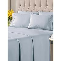 King 6 Piece Sheet Set - Breathable & Cooling Bed Sheets - Hotel Luxury Bed Sheets for Women, Men, Kids & Teens - Comfy Bedding w/ Deep Pockets & Easy Fit - Soft & Wrinkle Free - King Sky Blue Sheets