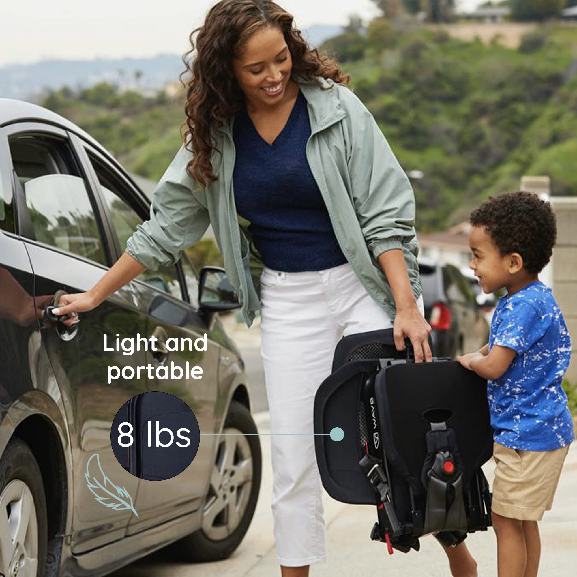 WAYB Pico Travel Car Seat with Standard Carrying Bag - Lightweight, Portable, Foldable - Perfect for Airplanes, Rideshares, and Road Trips - Forward Facing for Kids 22-50 lbs. and 30-45”