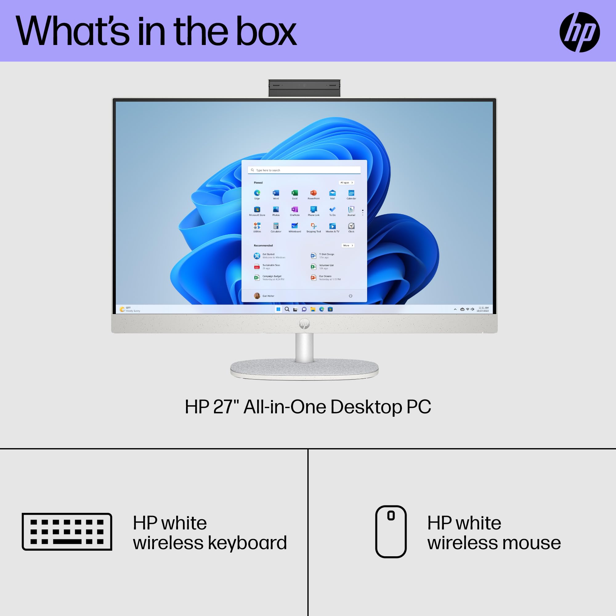 HP 27 inch All-in-One Desktop PC, FHD Display, 13th Gen Intel Core i7-1355U, 16 GB RAM, 512 GB SSD, Intel UHD Graphics, Windows 11 Home, 27-cr0080 (2023)