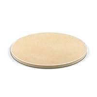Cook N Home Pizza Grilling Baking Stone with Scraper, 14-Inch Round Heavy Duty Cordierite Bread Stone for Oven and Grill, Thermal Shock Resistant Ideal for Baking Golden Crisp Crust Pizza,Cream