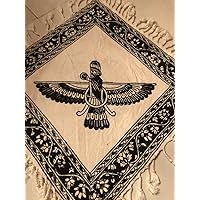 Farvahar Ahura Mazda tapestry wall hang hand made 12” x 12”