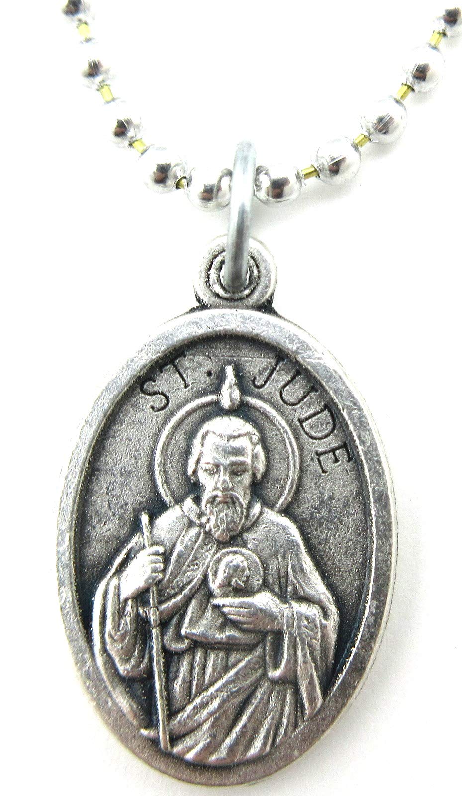 Saint Jude Medal Pendant Necklace,No Tarnish Chain