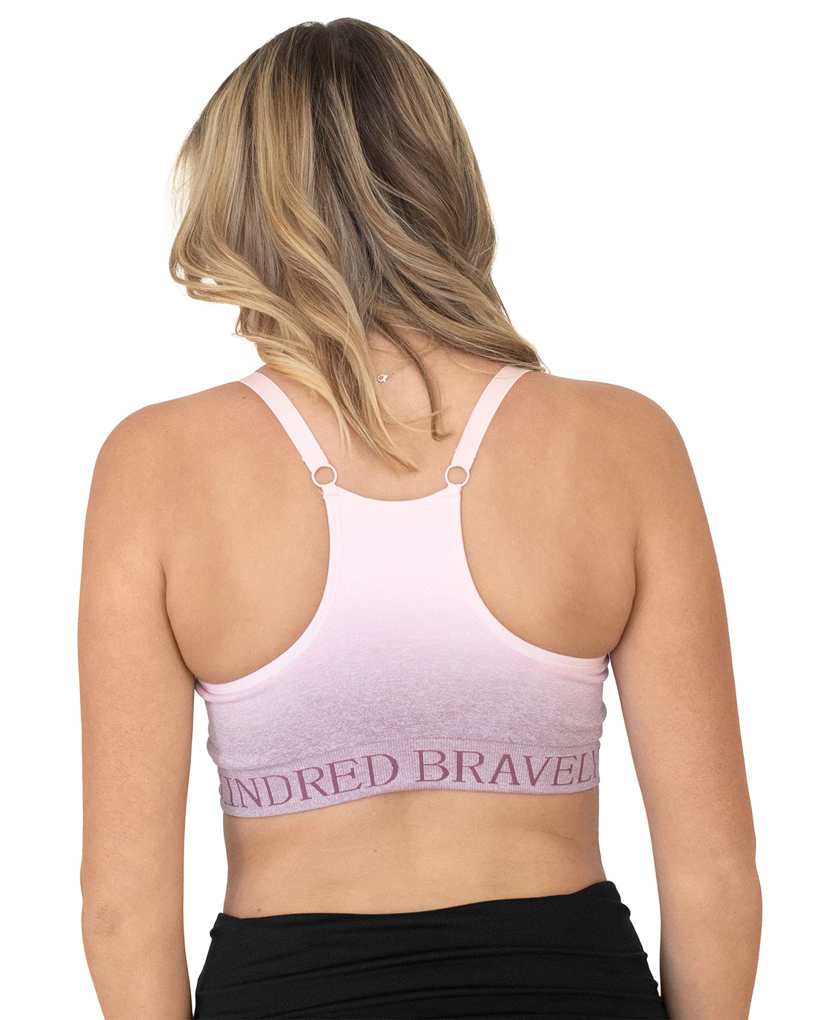 Kindred Bravely Hands Free Pumping Sports Bra (Ombre Purple, Small) & Organic Washable Breast Pads Bundle