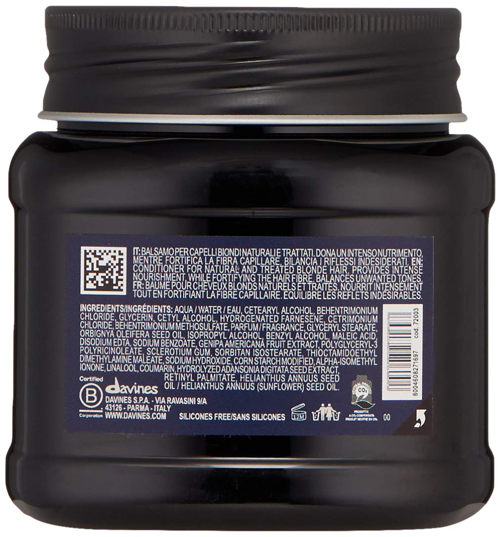 Davines Heart Of Glass Rich Conditioner For Blonde Care, Intense Nourishment And Fortifying Action For Natural And Cosmetically Treated Hair