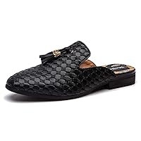 Meijiana Men's Slippers Slip-On Loafers Leather Formal Wear Casual Open Back Sandals