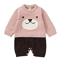 18 Month Sweater Girl Cartoon Bear Knitted Sweater Baby Jumpsuit Romper Cotton 1 Piece Outfits Clothes Toddler's Sweaters