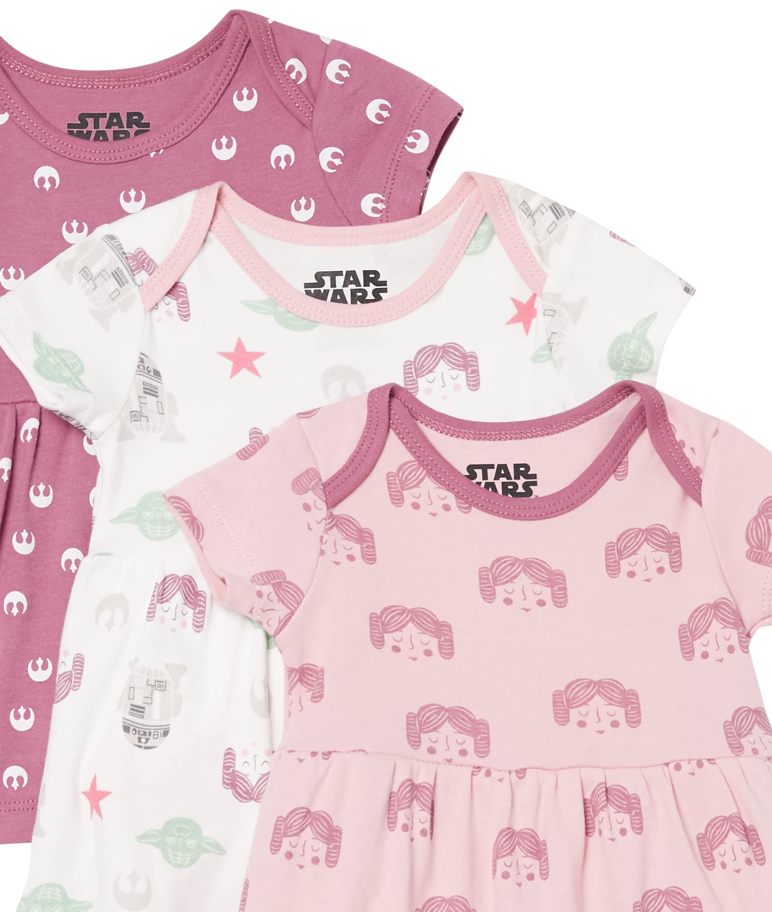 Amazon Essentials Disney | Star Wars | Princess Baby Girls' Dresses, Pack of 3