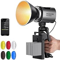 NEEWER MS60B LED Video Light with 6 Color Diffusers Kit, 65W Mini COB 2.4G/APP Control Bi Color 2700K-6500K Continuous Output Lighting 40000lux/m CRI97+ TLCI98+ 12 Scenes, PWM Dimming, Bowens Mount